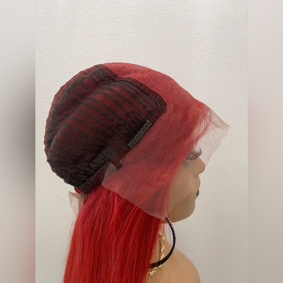 20” 13x6 Straight Human Hair Wig, Customized and Colored Red - Picture 11 of 12
